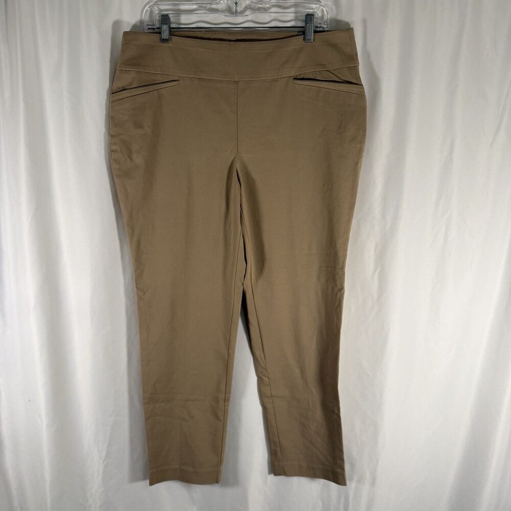 New Van Huesen Super Stretch Pull On Pant Women's 16 Short Slim Fit Tan